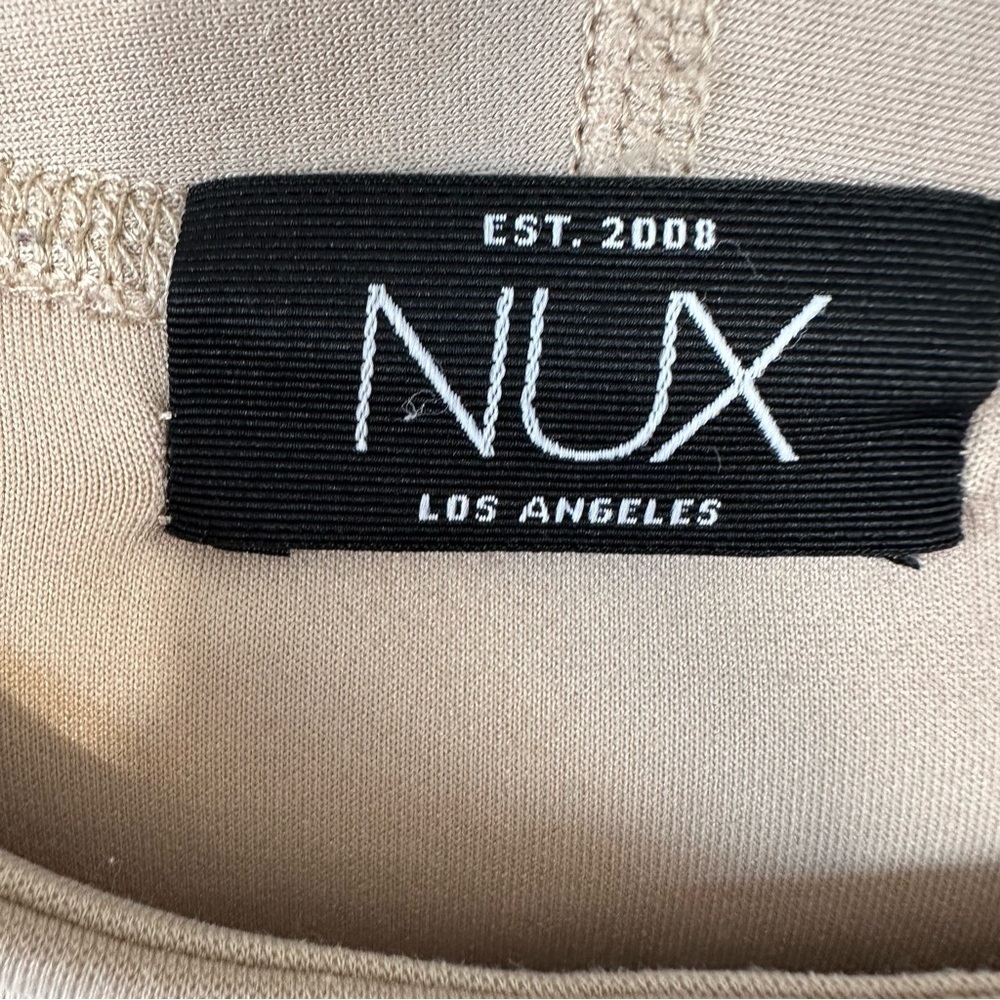 NUX Sleek Sweat Modal Ultra Soft Relaxed Fit Sweatshirt High-Low Hem in Tan, S - Picture 4 of 6